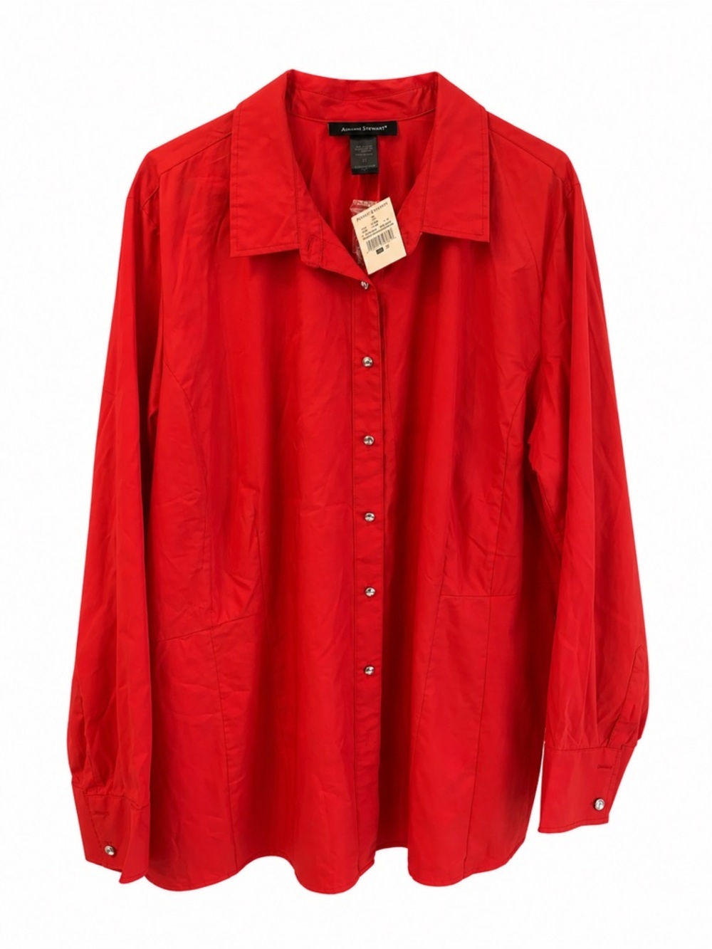 Ashley Stewart Red Button Down Blouse Size 20 NWT Stretch Career Top